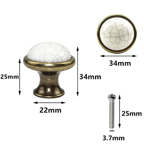Gad2go 6Pcs Cabinet Knob Vintage Ceramic Drawers Knobs 34mm Round Knob Pull Handle for Furniture Kitchen Cabinet Cupboard Drawer - Image 4