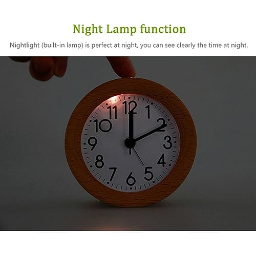 Reloj de escritorio en madera natural KSW150-OW-SA con esfera circular retroiluminada 5