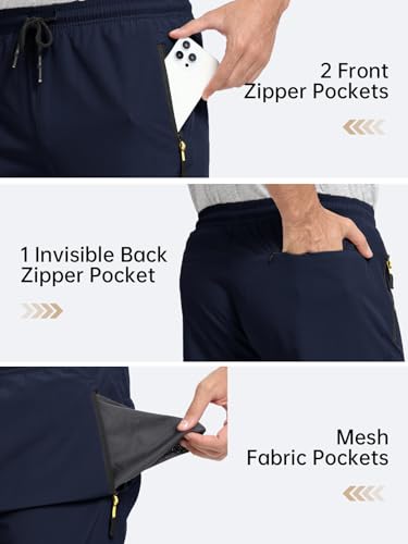 Image of Men's Lightweight Hiking Pants Elastic Waist Water Resistant Quick-Dry Sweatpants for Running Traveling Outdoor Work