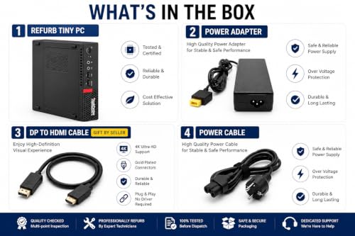Image of ThinkCentre Tiny PC | Core i5-7th Gᥱneration, 8GB RAM, 256GB SSD | Build in WiFi HD Graphics | DP, Windows 11 Pro, MS Office (1 Year Brand Warranty)