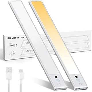 Pinci Under Counter Closet Lighting,Motion Sensor Cabinet Light,Magnetic Motion Activated Light,126 LED Wireless Dimmable Rechargeable Night Lights with Hand-Wave Sensor for Kitchen/Wardrobe
