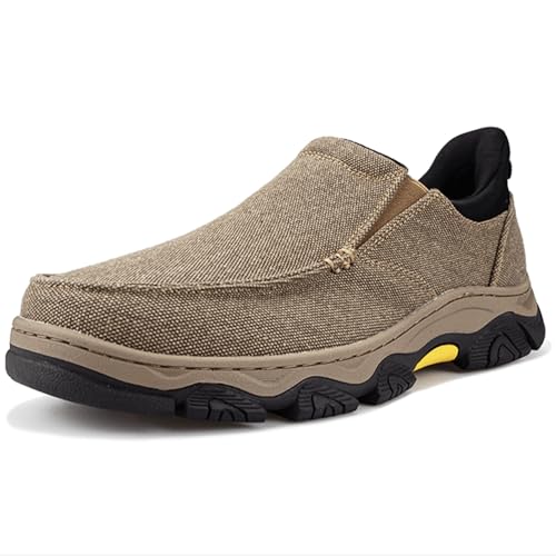 YONGJIA Mens Hands Free Slip in Loafers Walking Slip on Canvas Casual Comfortable Breathable Shoes