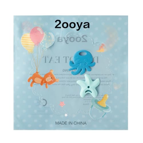 Image of 2Pcs Summer Silicone Teething Toy for Babies Ocean Animal Themed Sore Gums Pain Teething Relief Chew Toy Summer Ocean BPA Free Soft Teether for Infant Toddler Newborn 6-12 Months Birthday Baby Shower