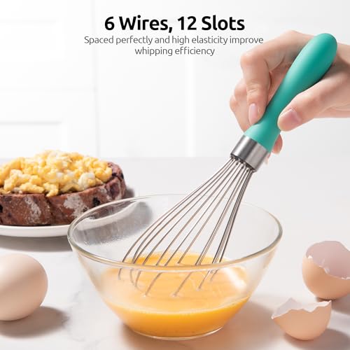 Image of U-Taste Wire Whisk for Cooking, 18 /10 Stainless Steel Wisk, S /Aqua Sky