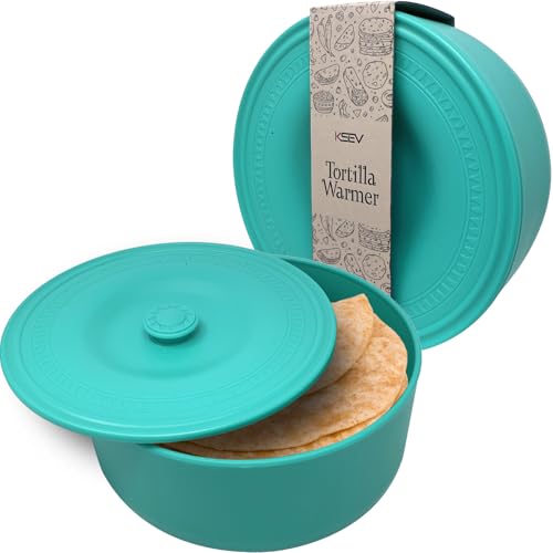 KSEV Tortilla Warmer (9' x 3.1'-Inch) Insulated Container with Lid, Fits up to 20 Tortillas, BPA...