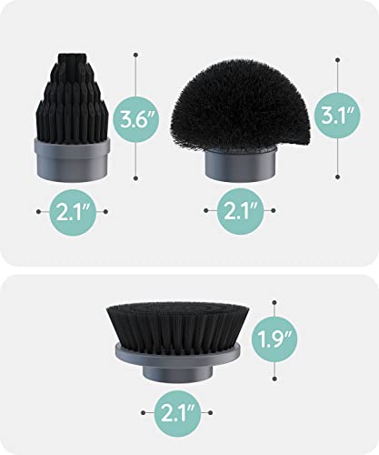 Image of JULY HOME 3-Piece Replacement Brush Heads Kit for Electric Spin Scrubber, Black