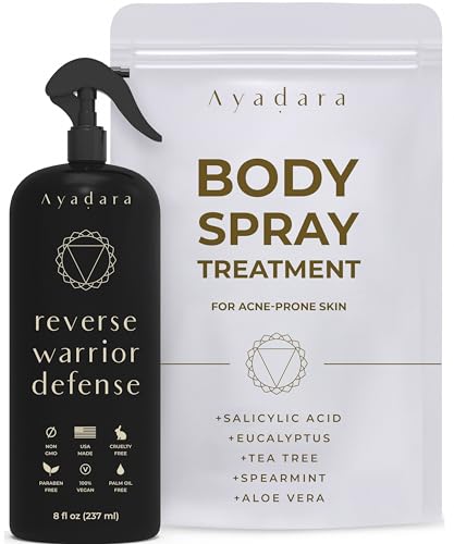 Bacne Treatment Body Spray, 8 fl oz, Cystic Back bacne Treatment Spray with Salicylic Acid, Tea Tree Chest, Butt and Body bacne Spray for Hormonal bacne, Bacne Treatment for Teens Adults, 2000 Sprays