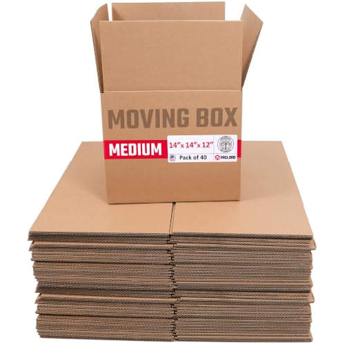 Image of Medium Moving Cardboard Boxes 14 inchL x 14 inchW x 12 inchH (Pack of 40) - USA-Made Packing Boxes for Moving, Shipping, or Storage - USPS, UPS, FedEx Approved - Professional Packing Supplies | USA-Made Packing Boxes for Moving, Shipping, or Storage - USPS, UPS, FedEx Approved - Professional Packing Supplies
