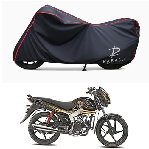Image of Waterproof Bike Body Cover Compatible for | Mahindra Centuro Mirzya | Taffeta Fabric, Red Piping Design, Bottom Elastic Fit | Dustproof, Sun UV & Rain Protection for All Bikes
