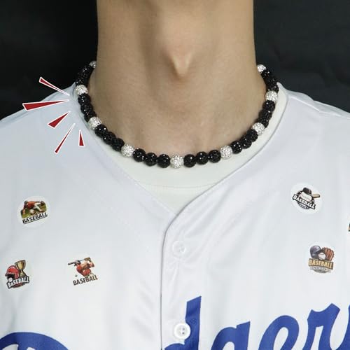 Baseball Beaded Necklace for Men,Baseball Necklace Gifts,Diamond Rhinestone Discoball bead necklace,Chain Necklace Gifts for Baseball Player Team Lovers