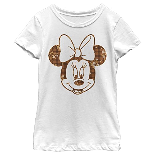 Disney Characters Fall Floral Plaid Minnie Girl's Solid Crew Tee