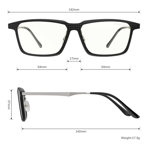 Image of Blue Light Glasses Men, Stylish Square Carbon Fiber Eyewear, Anti Eyestrain, Lightweight Mens Computer Gaming Glasses
