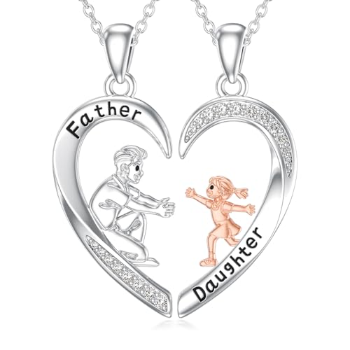 Lypic Father and Daughter Necklaces Set for 2 925 Sterling Silver Dad Daughter Pendant Necklace Father Day Jewelry Gifts