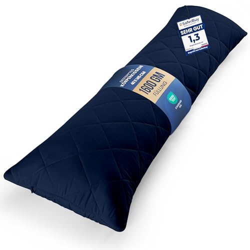 Utopia Bedding gestepptes Körperkissen, 40x145 cm Schwangerschafts und Umstandskissen, Seitenschläferkissen, weiche Polyesterfüllung (Marineblau)