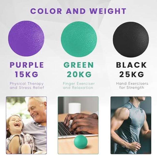 Ortarco 3 Pack Stress Balls for Adults, Hand Strengthening Devices Exercise Balls Physical Therapy Ball, Squeeze Balls for Hand Therapy, Hand Exerciser for Hand Finger Forearm Wrist Training and Relax