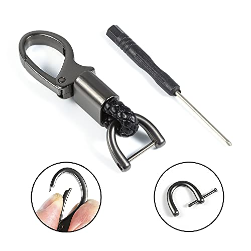 Image of Car Keychain Accessories Leather Holder Keyfob Sturdy Metal Carabiner Key Chains for Women and Men