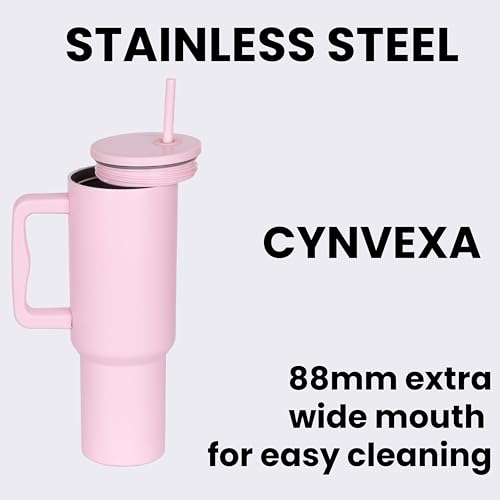 Image of Tumbler with lid and Straw 1200ML Cup Stainless Steel Vacuum Insulated Tumbler for Water, Iced Tea or Coffee 1.2L Office Gym Travelling (40 - Oz - Pink)