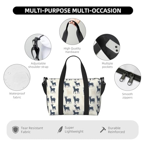 Laptop Tote Bag for Women Work - Retro Goat Print Overnight Weekender Bags for Women Travel, Gym Duffle Bag for Men, Personal Item Crossbody Travel Bags for Men Carry On3