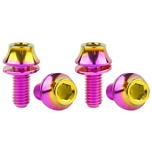 Image of Titanium M5x12mm with Washer Bicycle Water Bottle Cage Bolt 4 Pack