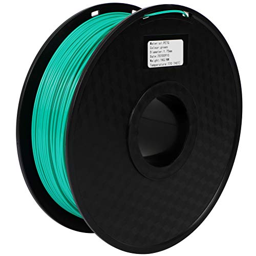 PETG Green Filament 3D Printer PETG Filament Consumables 1.75MM No Clogging No Bubbles High Precision Neat Winding Tangle-Free 3D Art Toy Decoration Cars Modules Temperature 220-240 Degree