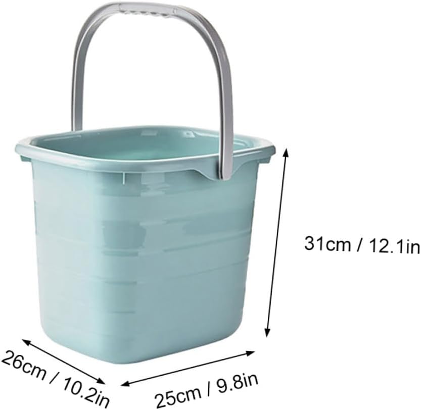 Small 11l Plastic Mop Bucket with Handle, Portable Water Bucket for Home Cleaning and Bathing, Blue Rectangular Storage Pail