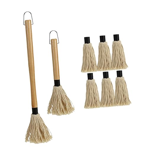 HEMOTON 1Set Bbq Oil Basting Brush Cotton Mop for Grilling Sauce Application Versatile Kitchen Supply for Baking and Barbecue Easy to Clean for Backyard Cooking