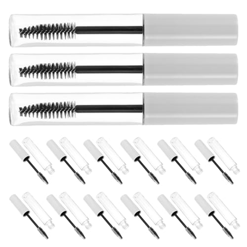 Mikikit 15 Tubos Vacíos de Rímel 10 Ml en Tonos Claros Transparentes Recargables para Máscara de Pestañas Contenedor Compacto para Crema y Aceite de Ricino Uso Profesional y