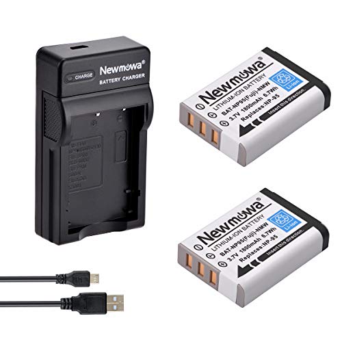 Newmowa NP 95 Batería (2 Pack) y Kit Cargador USB portátil para Fujifilm FinePix F30, FinePix F31fd, FinePix Real 3D W1, FinePix X100, FinePix X30, FinePix X100T, FinePix X100LE