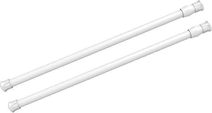 2Pcs Spring Tension Curtain Rod，21-38 Inches Adjustable Expandable Pressure White Curtain Tension Rods For Kitchen, Bathroom, Window, Home