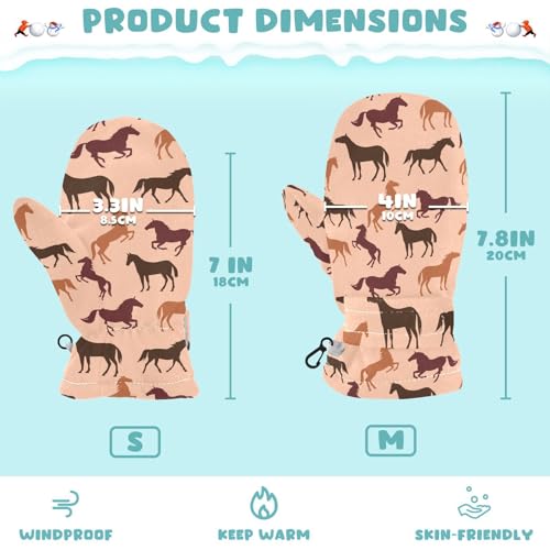 Kids Mittens Winter Fleece Gloves Toddler Warm Snow Gloves Horse for Girls Boys3
