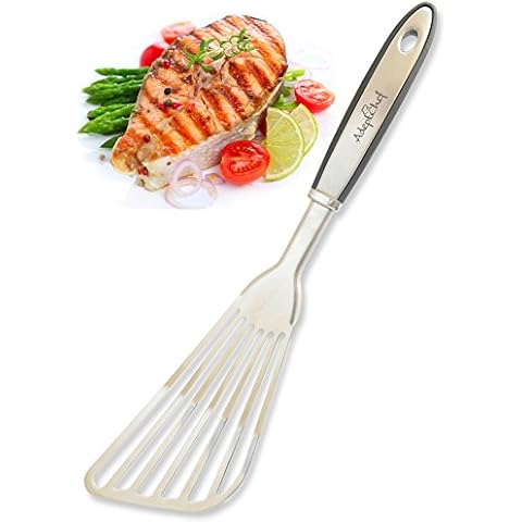 Fish Spatula – AdeptChef Stainless Steel, Slotted Turner – Thin-Edged Design Ideal For Turning & Flipping To Enhance Frying & Grilling – Sturdy Handle, Multi-Purpose – Buy Yours TODAY! Cover