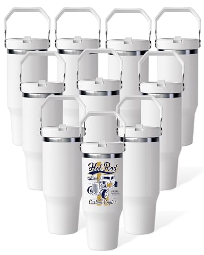 ZREGGUR 30oz sublimation Blank Tumbler with Handle and Flip Straw white-10p