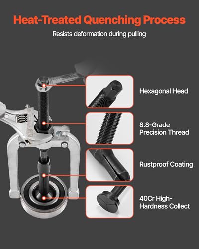 Image of VEVOR Blind Hole Bearing Puller Set, 16-in-1 Inner Bearing Race and Seal Extractor Kit, 16 PCS Slide Hammer Pilot Insert Inner Internal Bearing Removal Tool Set with 10 Split Collets and Counterstay