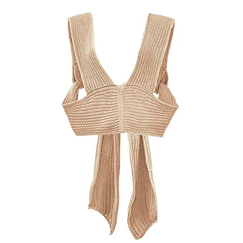Image of JUMISEE Women's Sexy Wrap Around Strappy Crop Top Knit Multi Wear Sweater Tank Tops Sleeveless Bandage Vest