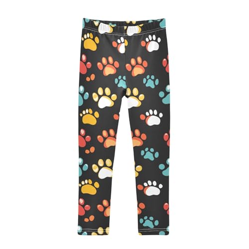 Cat Dog Cartoon Paw Print Girls Casual Leggings for Kids Printed Long Pant Bottoms Stretch and Soft