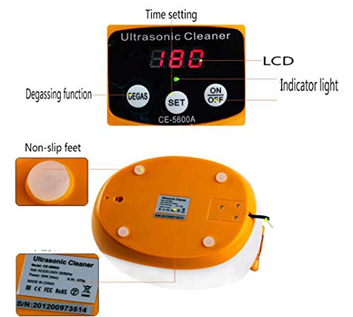 FENGCLOCK Digital Ultraschall Schmuck Reinigungsgerät, Kleiner Haushalt Multifunktionsreiniger Edelstahl Ultraschallbad… – Bild 4