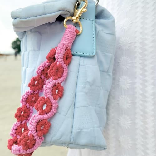 Boho Macrame Phone Wrist Strap, Cell Phone Lanyard with Tether Tab, Purple - Photo 8 sur 85