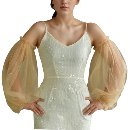 Maniche da sposa Copertura del braccio a sbuffo Copertura in nylon traspirante Armwear per cerimonia nuziale Evento formale Fotografia Indossare Manicotto a sbuffo per la sposa, cachi, Taglia unica