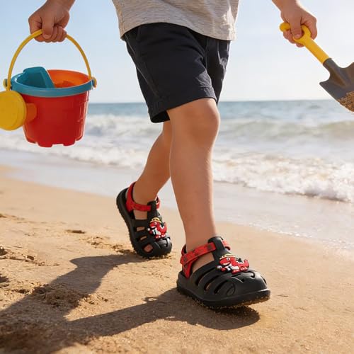 Image of FUNCOO PLUS Boys Girls Sandals Toddler Lightweight EVA Water Shoes Kids Closed Toe Fisherman Sandals Summer Beach Sports Shoes Outdoor