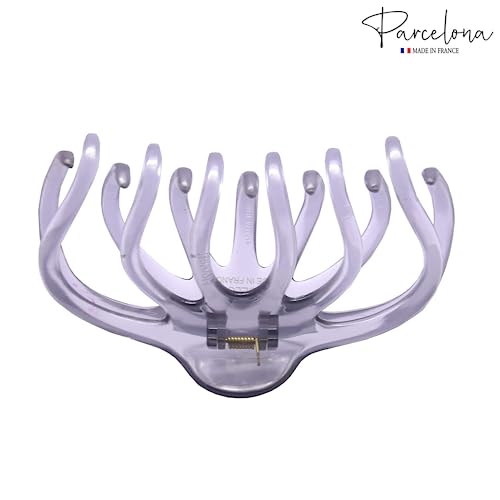 Parcelona French Dendrite Large Crystal Light Grey Wavy Teeth Jaw Hair Claws Clip Clutcher Clamp For Women And Girls For Thick Hair(Crystal Grey) #TOP4