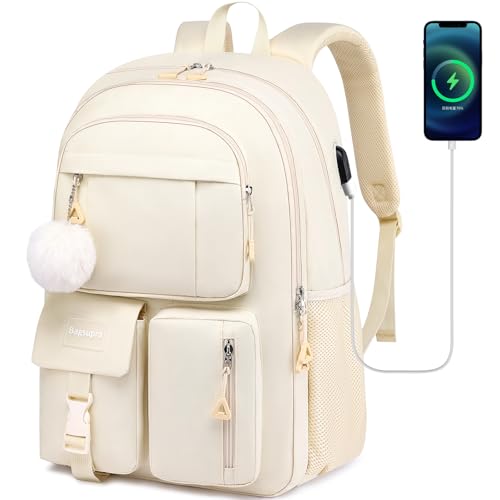 School Backpack Teen Girls Women,Cute Bookbag College Schoolbag with USB Port for Middle High School Students