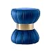 FXBFAG Taburete de pie de puf Redondo de Terciopelo Suave Taburete de hogar de Metal Dorado nórdico Taburete otomano Taburete para Cama de niño Sofá de la Sala de Estar (Color: Azul)