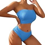 Damen Zweiteiler Badeanzüge V Ausschnitt überkreuztes Gepolstert Push Up Bikini Set Brazilian Sexy Badeanzug Push Up U Ausschnitt Rückenfrei Bandeau Bikini Tanga mit Niedriger #1