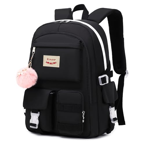 Mochila para meninas, laptop de 15,6 polegadas, mochila escolar, primária, faculdade, mochila infantil, para adolescentes e mulheres, B Preto, Large, Mochilas de mochila