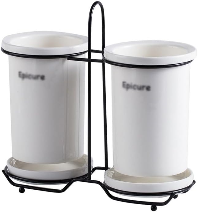 Ceramic Chopsticks Drain Storage Holders Kitchen Multi-function Drainage Cylinder Iron Frame Chopstick