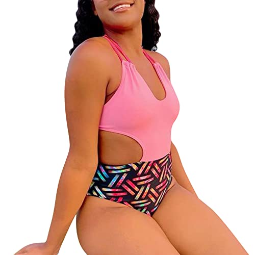 Women Swimsuit Plus Cut Neck Swimsuits For Women High Neck Stars And Stripes Bikini Rash Guard Shorts Womens Summer Dresses Casual Knee Length Bikini Bathing Suit One Piece Swimsuits For Women Cutout #TOP2
