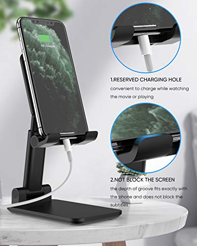 Adjustable Cell Phone Stand, Foldable Phone Holder Tablet Stand For Desk, Angle Height Adjustable Cell Phone Stand Compatible With Phone 11 Pro Xs Xs Max Xr, Mini,Tablets (Black) #TOP4