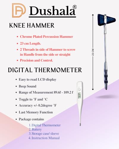 Image of CNS Medical Student Kit, with Tuning Forks, Snellen Chart, Knee Hammer, Digital Thermometer and More ( Central Nervous System Examination kit) for Medical professionals and Practitioners (MODEL 10)