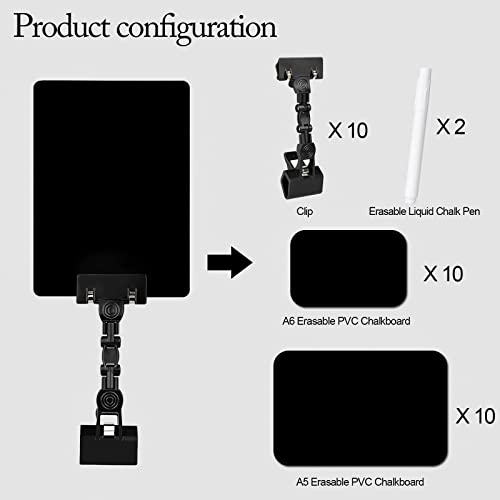 10 Sets A6 Pop Adjustable Plastic Sign Holder,Plastic Chalkboard Sign With Clips,Rotatable Promotion Pop Clip Merchandise Sign Display Clip Holder For Retail Store,Supermarket,Office,Exhibition. #TOP3