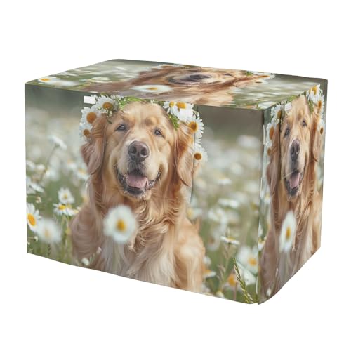 Golden Floral Hundekäfig- Abdeckungen, wasserabweisend, mit Netzfenstern, reduziert das Bellen, Größe XL